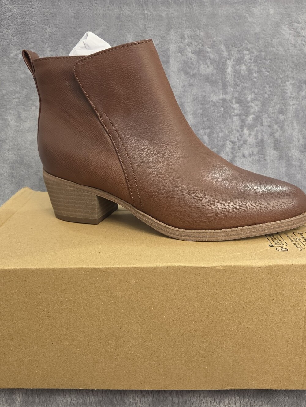 Naturalizer Tan Brown Leather Ankle Booties with Side Zip - Picture 6 of 7
